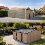 Kétállásos prémium mobilgarázs 6x6 m méretben Winchester tölgy és antracit kivitelben