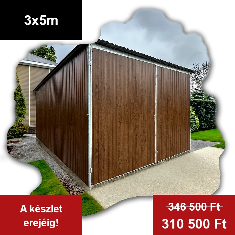 Mobilgarázs 3×5 m Sötét Dió színben StalConcept
