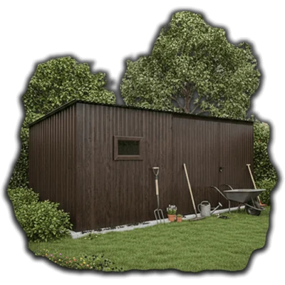 Tároló 5x2m méretben, hátra lejtő tetővel Tároló 5x2m méretben, hátra lejtő tetővel